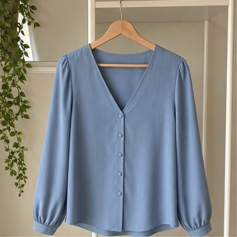 Blue Wrap Blouse
